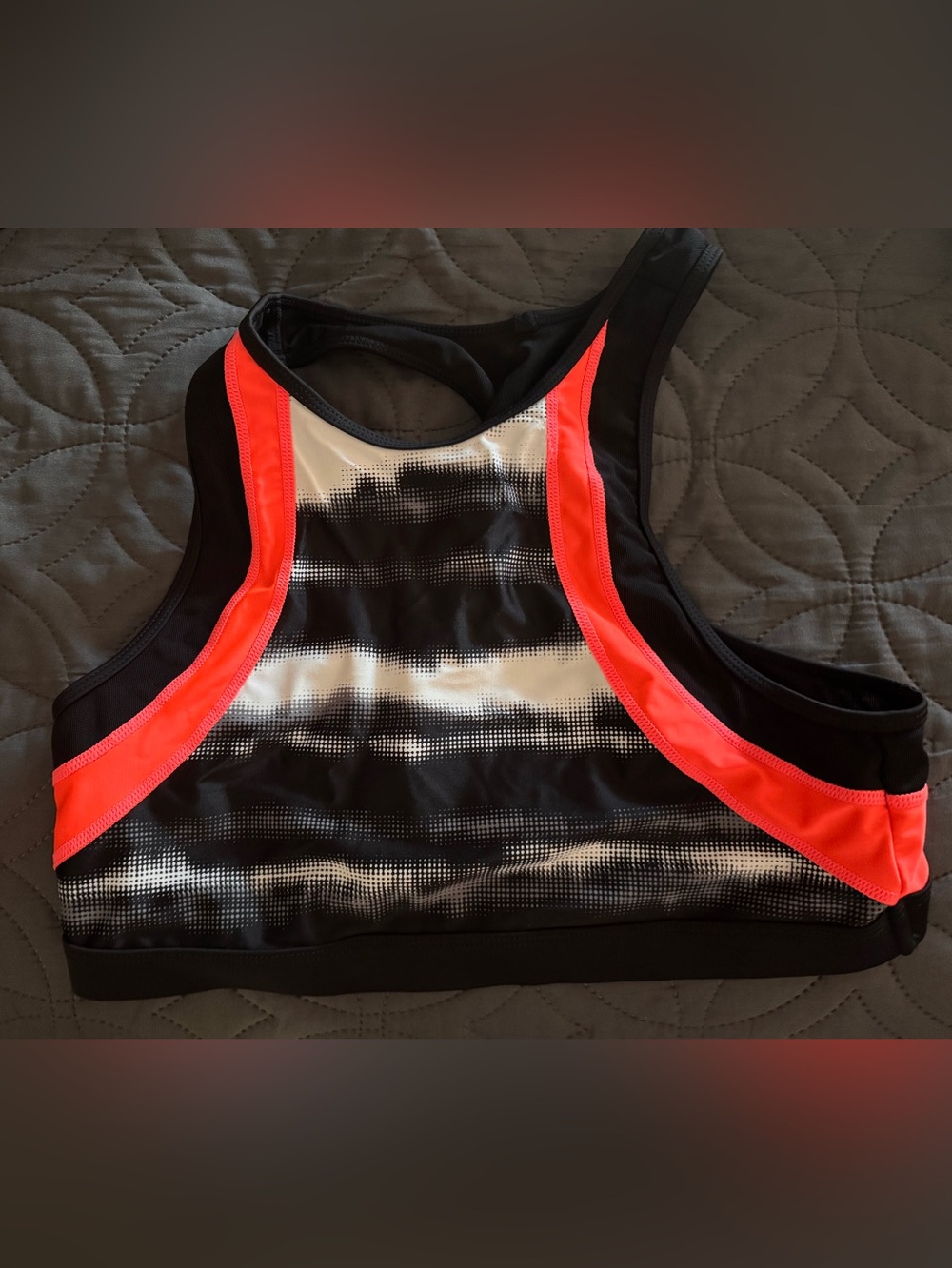 Athleta High-Neck Black & Neon Coral Sporty swim suit